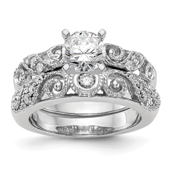 14K White Gold Peg Set Engagement Ring Mounting