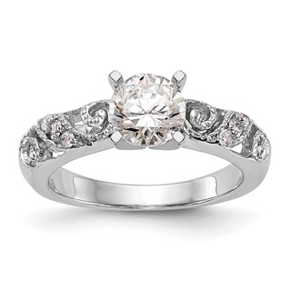 14K White Gold Peg Set Engagement Ring Mounting