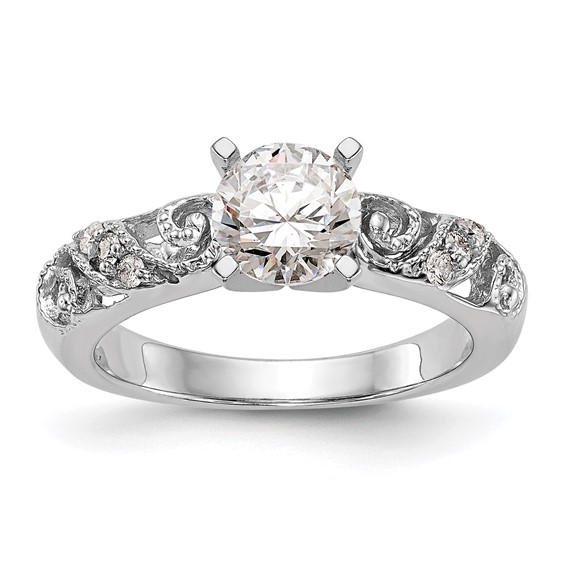 14K White Gold Peg Set Engagement Ring Mounting