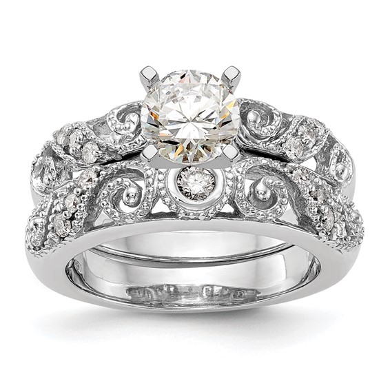 14K White Gold Peg Set 1/15 carat Diamond Semi-mount Engagement Ring