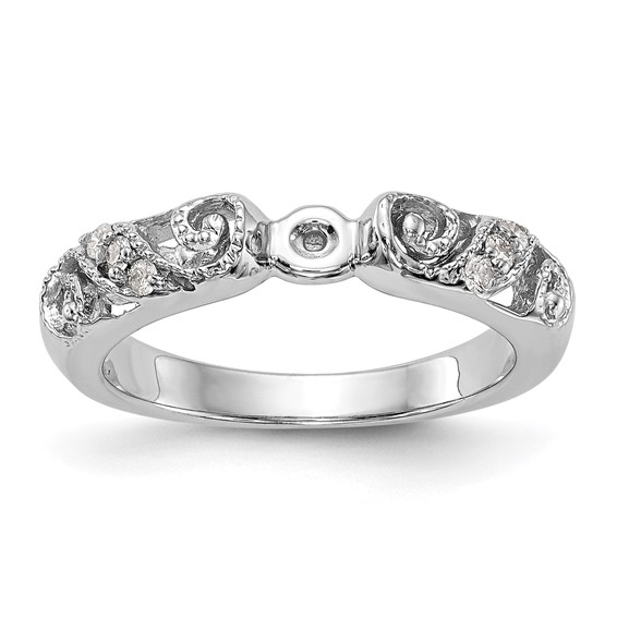 14K White Gold Peg Set 1/15 carat Diamond Semi-mount Engagement Ring