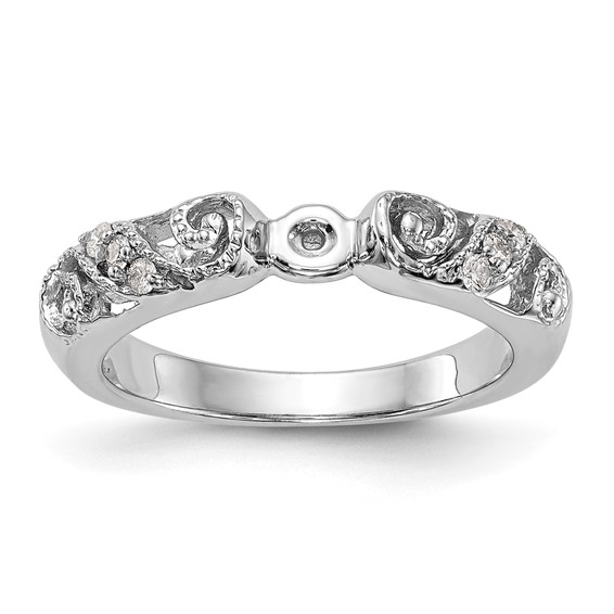 14K White Gold Peg Set 1/15 carat Diamond Semi-mount Engagement Ring