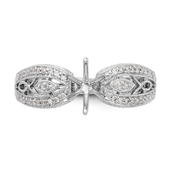 14K White Gold Vintage Peg Set 1/5 carat Diamond Semi-mount Engagement Ring