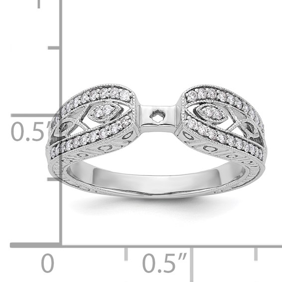 14K White Gold Vintage Peg Set 1/5 carat Diamond Semi-mount Engagement Ring