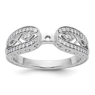 14K White Gold Vintage Peg Set 1/5 carat Diamond Semi-mount Engagement Ring