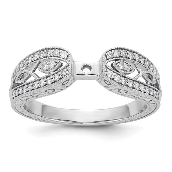 14K White Gold Vintage Peg Set 1/5 carat Diamond Semi-mount Engagement Ring