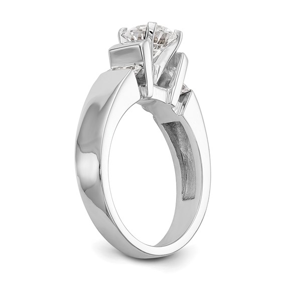 14K White Gold Peg Set Channel Engagement Ring Mounting