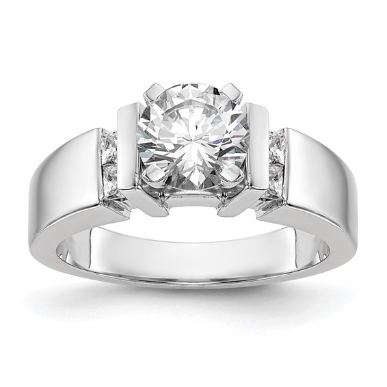 14K White Gold Peg Set Channel Engagement Ring Mounting