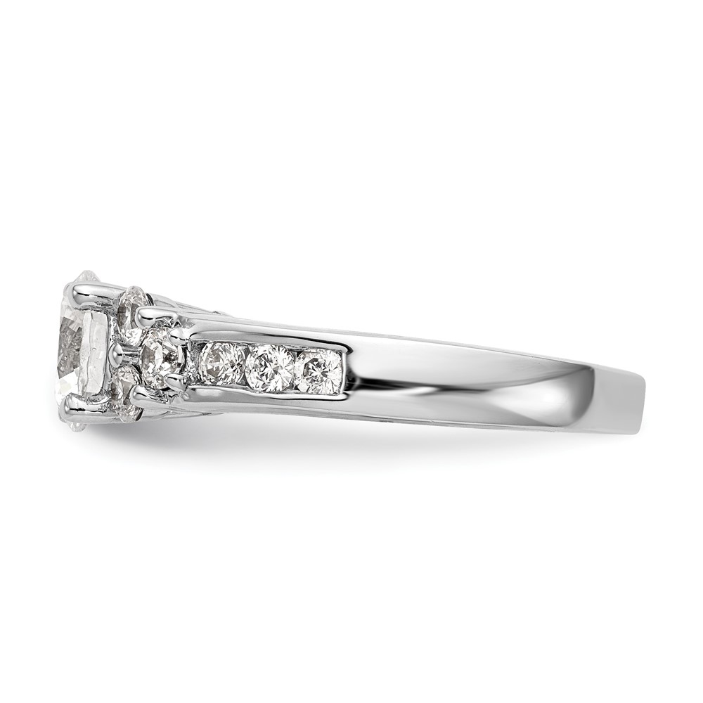 14k White Gold 3/4 carat Lab Grown Diamond VS/SI+ G+ 1 1/4 carat Center Round Semi Mount Channel Set Shared Prong Engagement Ring (RM2873E-125-7WLG)