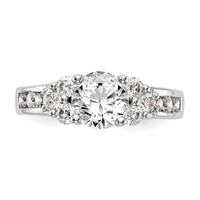 14K White Gold 0.75 Carat Lab Grown Diamond VS SI+ G+ 1.25 Carat Center Round Semi Mount Channel Set Shared Prong Engagement Ring view 4