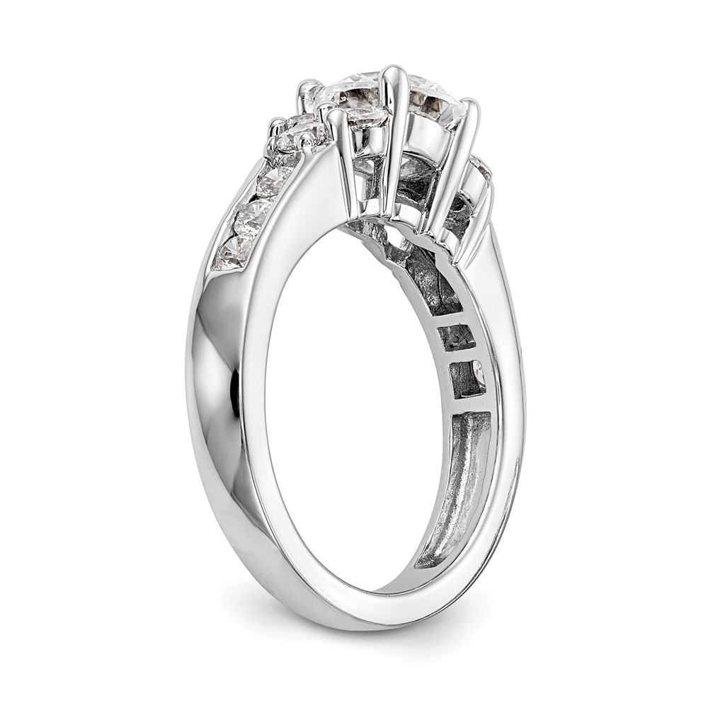 14k White Gold 3/4 carat Lab Grown Diamond VS/SI+ G+ 1 1/4 carat Center Round Semi Mount Channel Set Shared Prong Engagement Ring (RM2873E-125-7WLG)