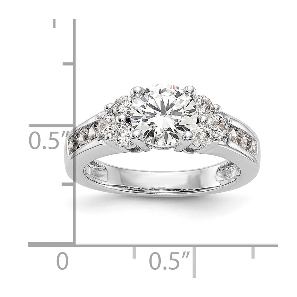14k White Gold 3/4 carat Lab Grown Diamond VS/SI+ G+ 1 1/4 carat Center Round Semi Mount Channel Set Shared Prong Engagement Ring (RM2873E-125-7WLG)