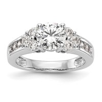 14K White Gold 0.75 Carat Lab Grown Diamond VS SI+ G+ 1.25 Carat Center Round Semi Mount Channel Set Shared Prong Engagement Ring view 1