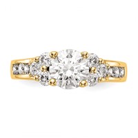 14K Yellow Gold 0.75 Carat Lab Grown Diamond VS SI+ G+ 1.25 Carat Center Round Semi Mount Channel Set Shared Prong Engagement Ring view 4