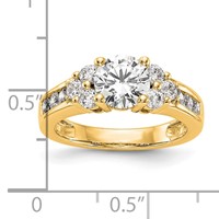 14K Yellow Gold 0.75 Carat Lab Grown Diamond VS SI+ G+ 1.25 Carat Center Round Semi Mount Channel Set Shared Prong Engagement Ring view 5