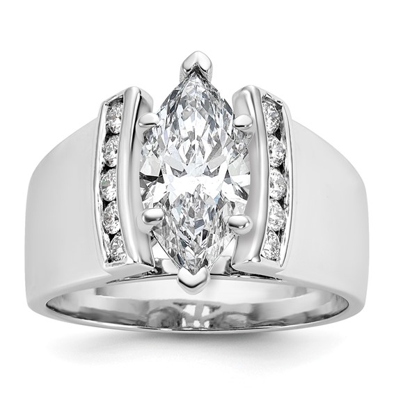 14K White Gold Peg Set Channel Engagement Ring Mounting