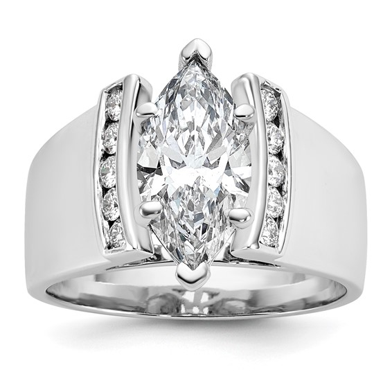 14K White Gold Peg Set Channel Engagement Ring Mounting