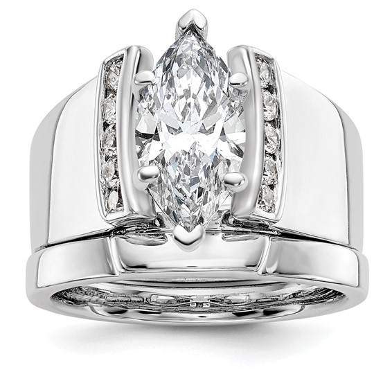 14K White Gold Peg Set Channel Engagement Ring Mounting