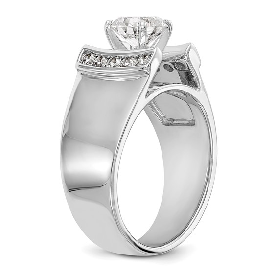 14K White Gold Peg Set Channel Engagement Ring Mounting