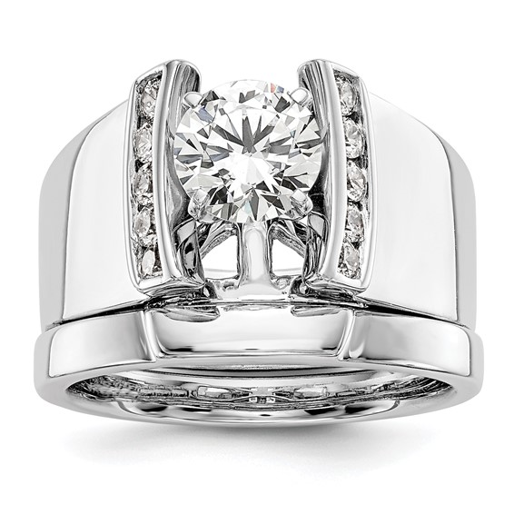 14K White Gold Peg Set Channel Engagement Ring Mounting