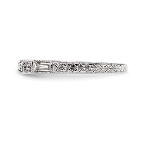 "14k White Gold (Holds 3-3.0x1.4mm Baguette, 2-1.2mm Round) Diamond Wedding Band Mounting"