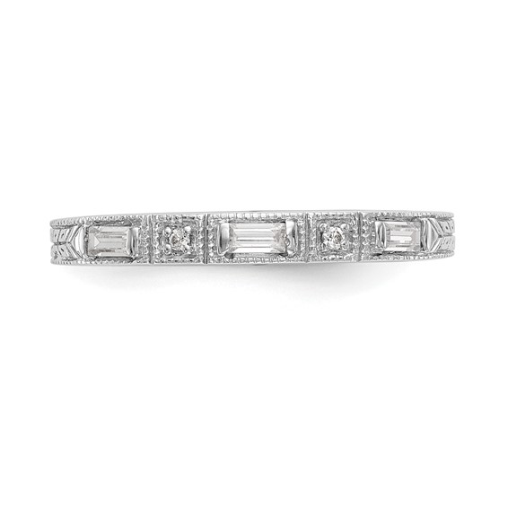 "14k White Gold (Holds 3-3.0x1.4mm Baguette, 2-1.2mm Round) Diamond Wedding Band Mounting"