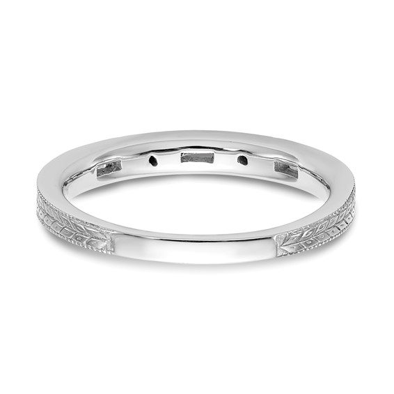 "14k White Gold (Holds 3-3.0x1.4mm Baguette, 2-1.2mm Round) Diamond Wedding Band Mounting"