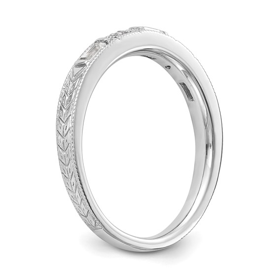 "14k White Gold (Holds 3-3.0x1.4mm Baguette, 2-1.2mm Round) Diamond Wedding Band Mounting"