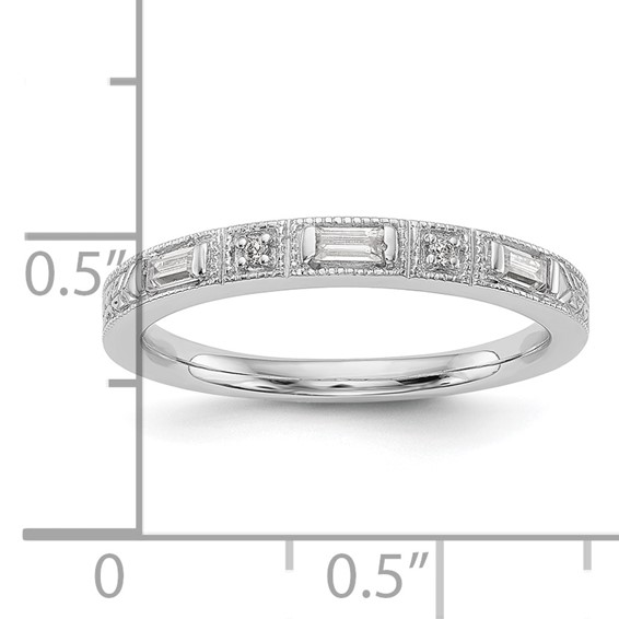 "14k White Gold (Holds 3-3.0x1.4mm Baguette, 2-1.2mm Round) Diamond Wedding Band Mounting"