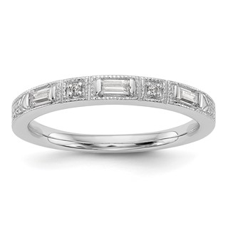 "14k White Gold (Holds 3-3.0x1.4mm Baguette, 2-1.2mm Round) Diamond Wedding Band Mounting"