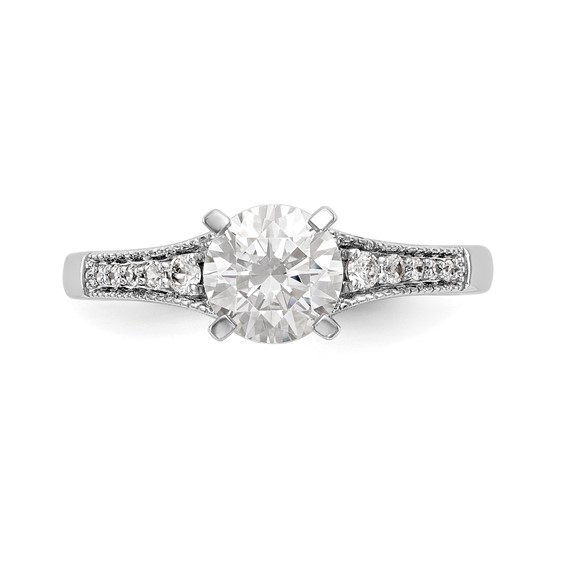 14K White Gold Peg Set 1/10 carat Diamond Semi-mount Engagement Ring