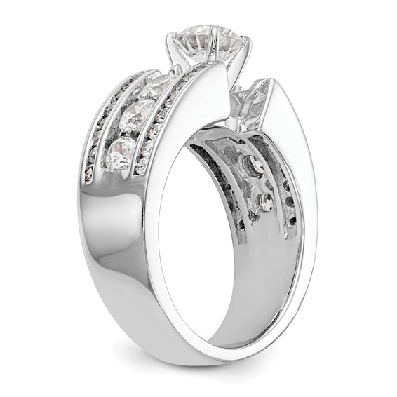 14K White Gold Peg Set Channel Engagement Ring Mounting