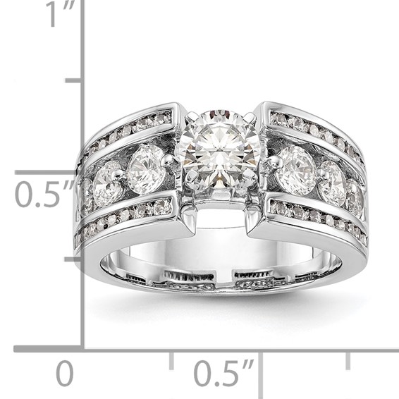 14K White Gold Peg Set Channel Engagement Ring Mounting