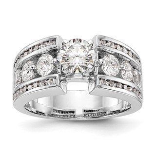 14K White Gold Peg Set Channel Engagement Ring Mounting