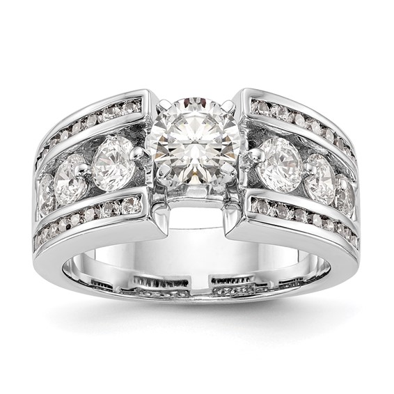 14K White Gold Peg Set Channel Engagement Ring Mounting