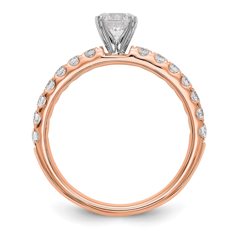 True Origin 14K Rose Gold 1/2 carat Lab Grown Diamond VS  D E F  Semi Mount Peg Set Ring (RM2927E-049-RLD)