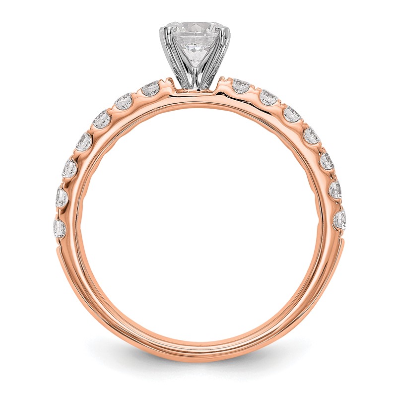True Origin 14K Rose Gold 1/2 carat Lab Grown Diamond VS  D E F  Semi Mount Peg Set Ring