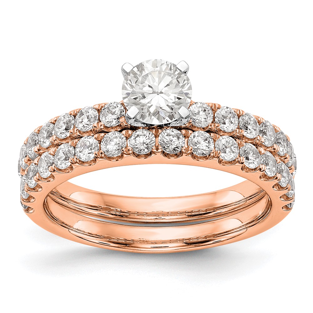 True Origin 14K Rose Gold 1/2 carat Lab Grown Diamond VS  D E F  Semi Mount Peg Set Ring (RM2927E-049-RLD)