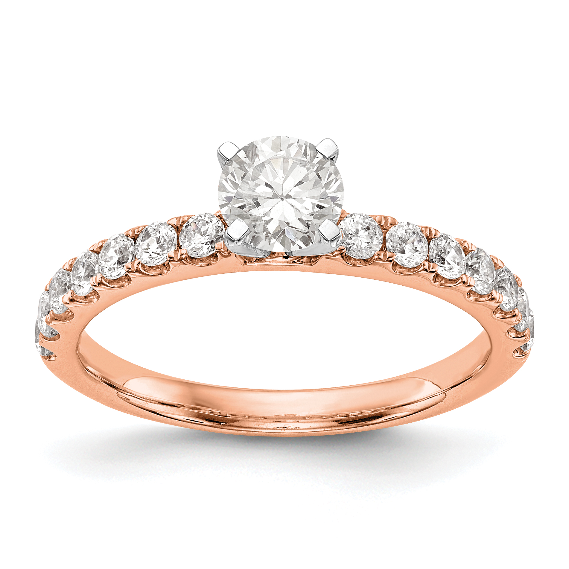 True Origin 14K Rose Gold 1/2 carat Lab Grown Diamond VS  D E F  Semi Mount Peg Set Ring (RM2927E-049-RLD)