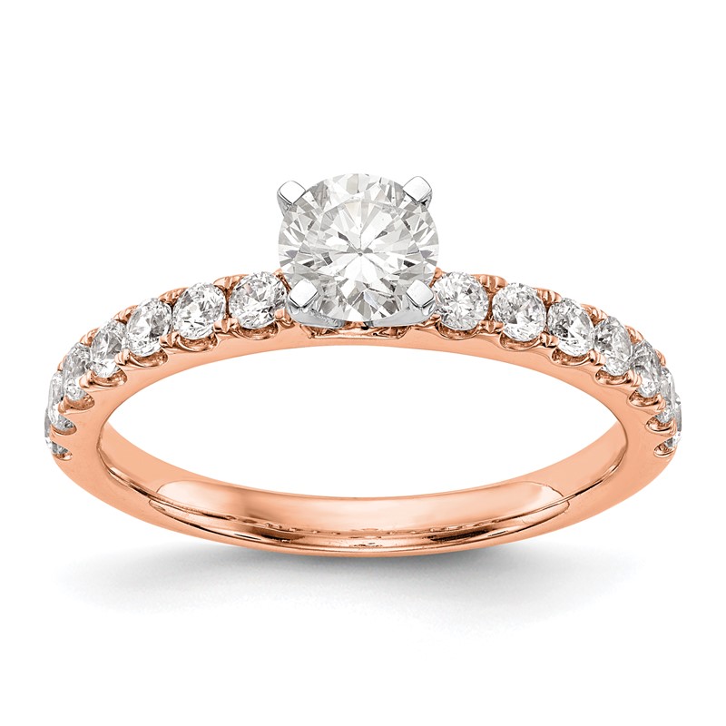 True Origin 14K Rose Gold 1/2 carat Lab Grown Diamond VS  D E F  Semi Mount Peg Set Ring