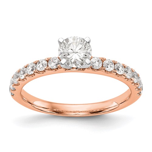 True Origin 14K Rose Gold 0.50 Carat Lab Grown Diamond VS+ F+ Semi-Mount Peg Set Engagement Ring