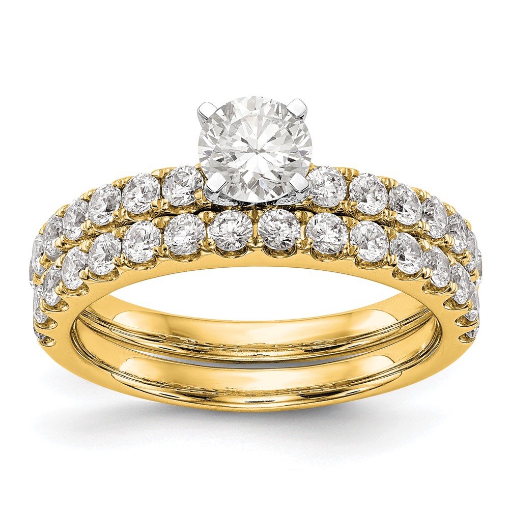 True Origin 14K 1/2 carat Lab Grown Diamond VS  D E F  Semi Mount Peg Set Ring (RM2927E-049-YLD)