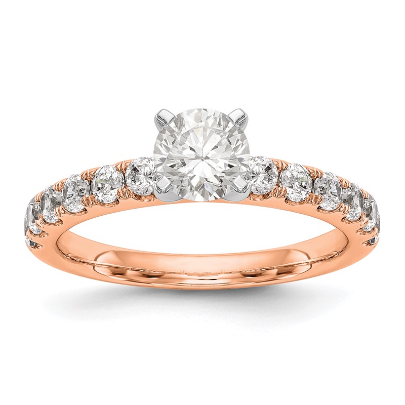 True Origin 14K Rose Gold 5/8 carat Lab Grown Diamond VS  D E F  Semi Mount Peg Set Ring