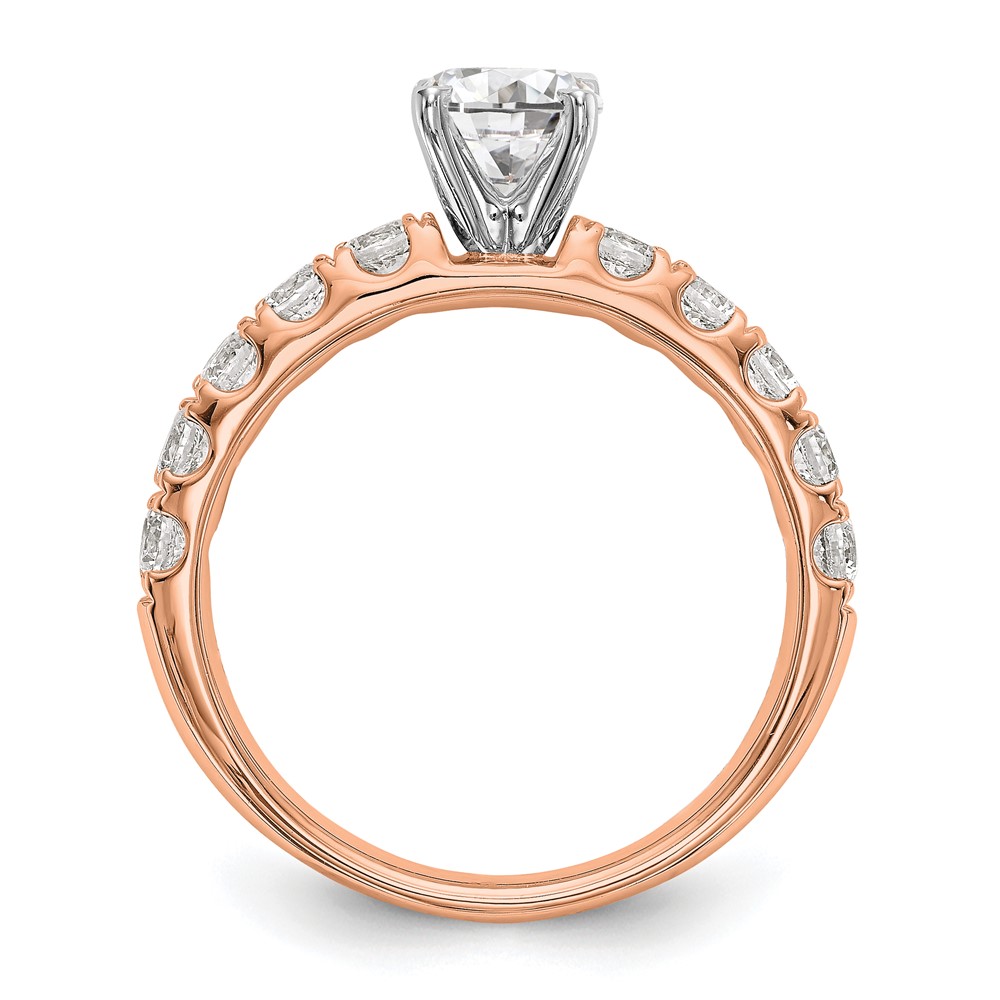 True Origin 14K Rose Gold 3/4 carat Lab Grown Diamond VS  D E F  Semi Mount Peg Set Ring (RM2927E-070-RLD)
