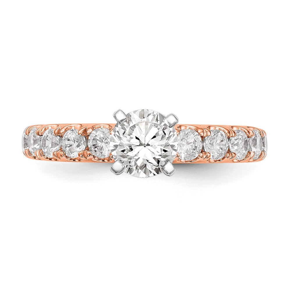 True Origin 14K Rose Gold 3/4 carat Lab Grown Diamond VS  D E F  Semi Mount Peg Set Ring (RM2927E-070-RLD)