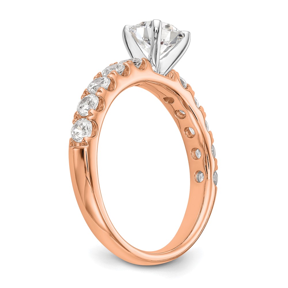 True Origin 14K Rose Gold 3/4 carat Lab Grown Diamond VS  D E F  Semi Mount Peg Set Ring (RM2927E-070-RLD)