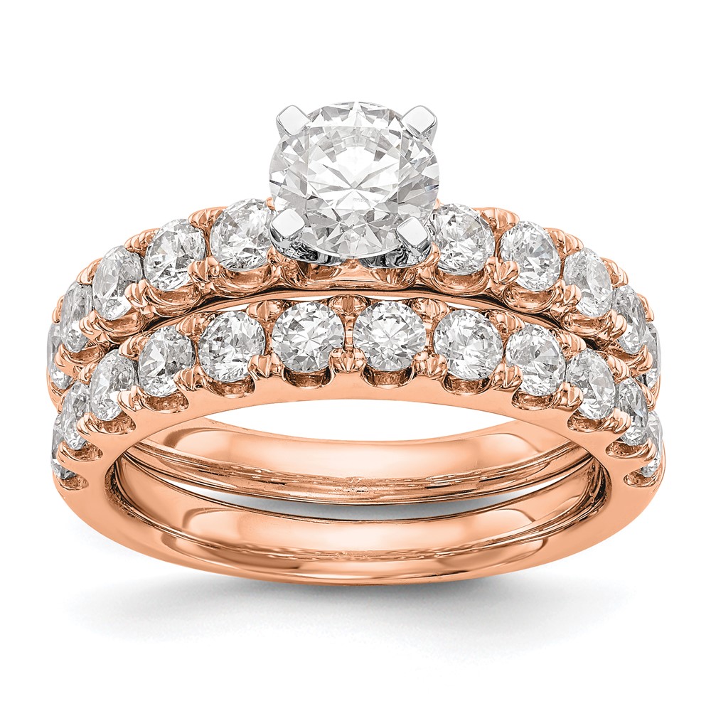 True Origin 14K Rose Gold 3/4 carat Lab Grown Diamond VS  D E F  Semi Mount Peg Set Ring (RM2927E-070-RLD)