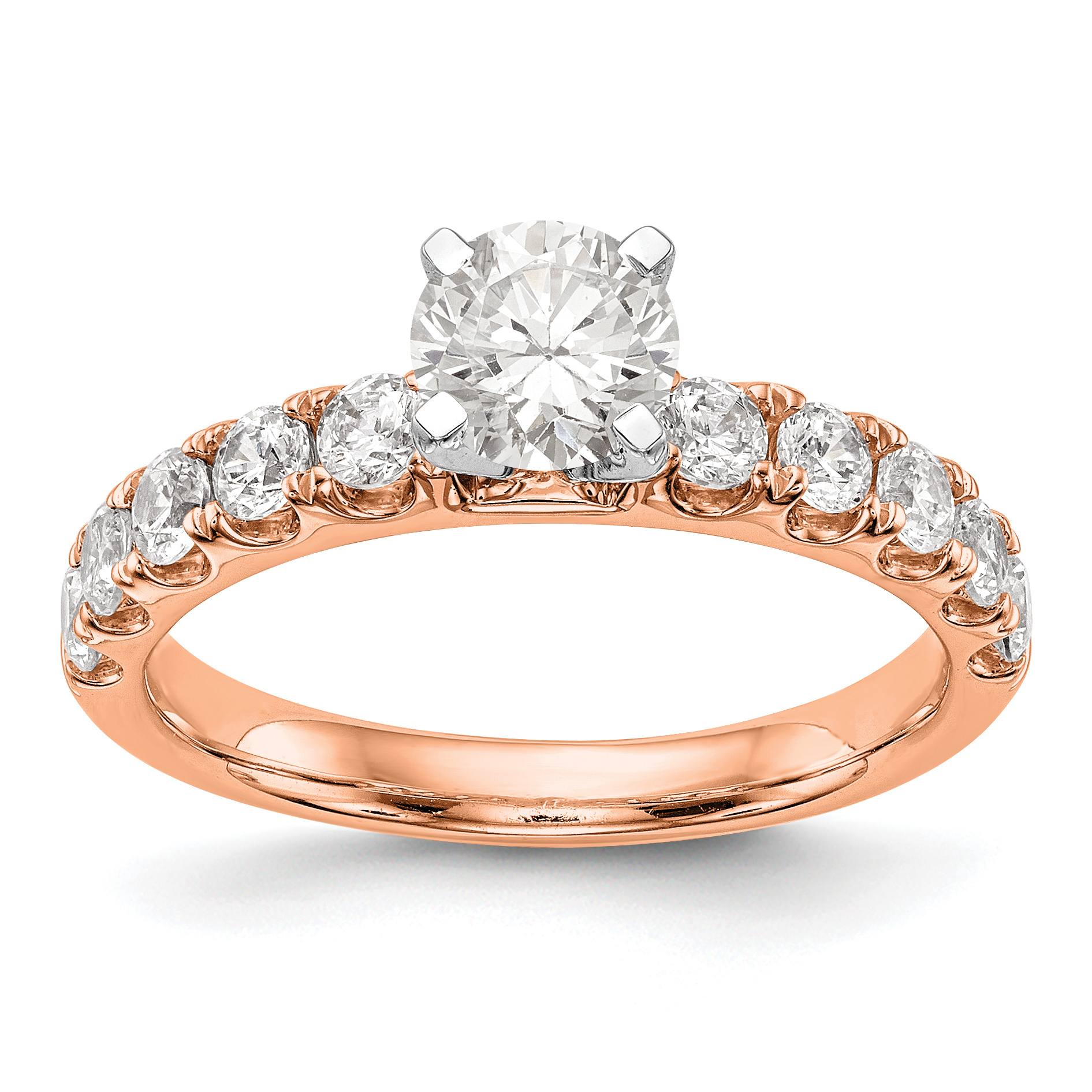 True Origin 14K Rose Gold 3/4 carat Lab Grown Diamond VS  D E F  Semi Mount Peg Set Ring (RM2927E-070-RLD)