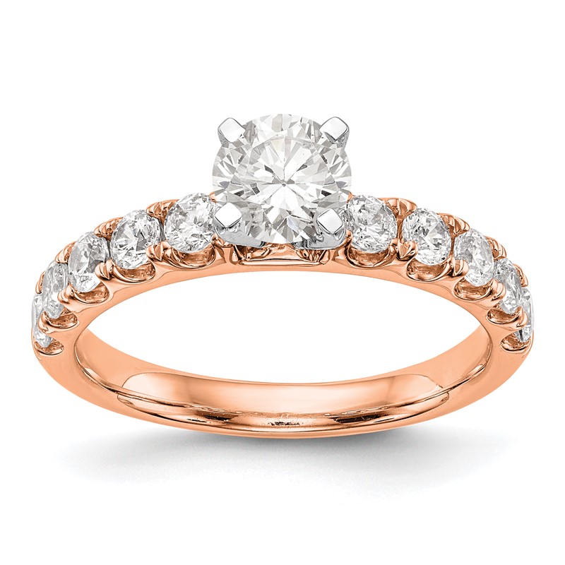 True Origin 14K Rose Gold 3/4 carat Lab Grown Diamond VS  D E F  Semi Mount Peg Set Ring