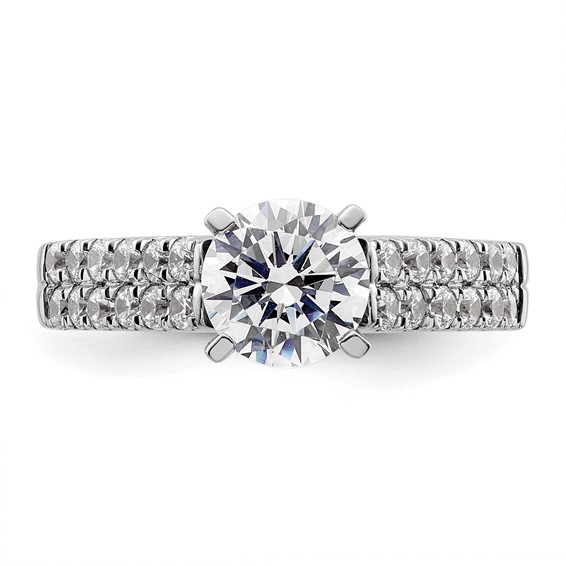 14K White Gold 2-Row Peg Set 5/8 carat Diamond Semi-mount Engagement Ring